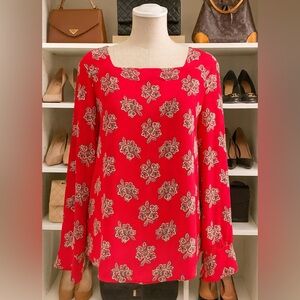 LOFT Red Floral Long Sleeve Blouse – Women’s Top – Workwear – Casual –